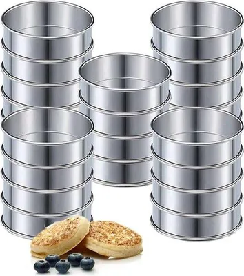 Produktbild von Famanu Muffinringe Set 20 Stück - Edelstahl, doppelt gerollt, 10 x 2,5 cm