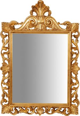 Wandspiegel rechteckig 124 x 86 cm, Wandspiegel holz vintage, Holz spiegel groß, Gold