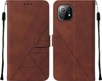 Obrázek produktu pro Flipové kožené pouzdro pro Xiaomi Mi 11 peněženkový design pouzdro s embosováním, držákem karet a stojánkem Hnědý