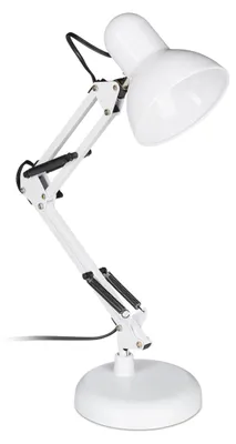 Zdjęcie produktu dla Lampa biurkowa Relaxdays Retro, ramię przegubowe, obrotowa, lampa do czytania, metalowa, E27, wys. x szer. x gł.: 50 x 27 x 15 cm, biała