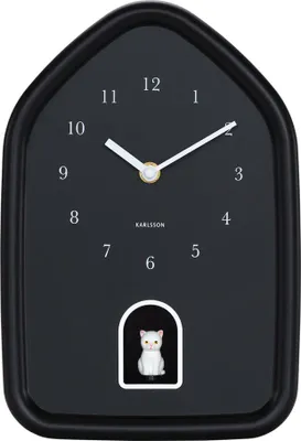 Produktbild von Karlsson – Moderne Kitty-Wanduhr – Schwarz – Ø29,1 cm