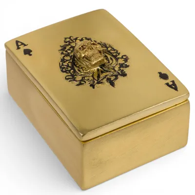 Aufbewahrungsbox mit Totenkopf-Relief, Polyharz, Gold, 11,3x8x5,2 cm