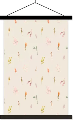 Produktbild von MuchoWow® Textilposter Blumen - Pastell - Rosa 60x90 cm mit schwarzem Rahmen - Poster Wohnzimmer