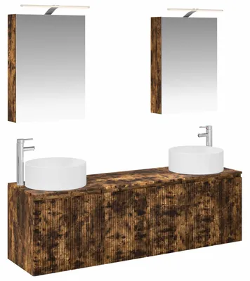 Produktbild von vidaXL Badezimmerschrank-Set 5 pcs Geräucherte Eiche Holzwerkstoff