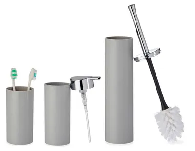 Produktbild von Badezimmer-Zubehörset, 3-teilig, Kunststoff, Grau