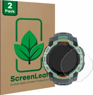Produktbild von 2x ScreenLeaf Schutzfolie für Garmin Instinct 3 AMOLED (50 mm) nachhaltiger Displayschutz Display Schutz Folie Klar Transparent