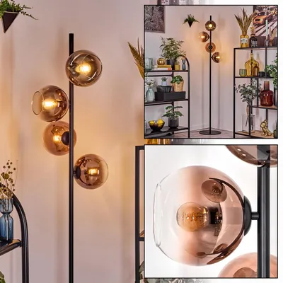 Produktbild von Cesaro Stehlampe aus Metall/Glas in Schwarz/Kupferfarben/Klar