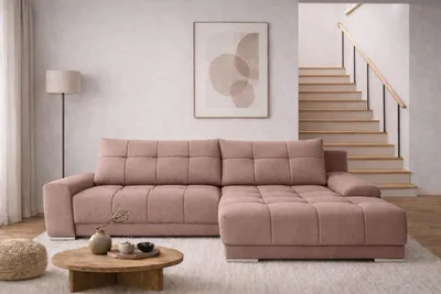 Produktbild von Kaiser Möbel Ecksofa mit schlaffunktion und bettkasten, Eckcouch WAVE stoff SORO Rechts Rosa