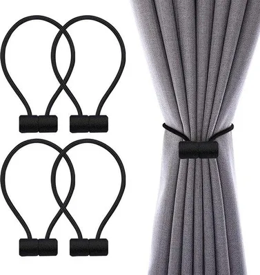 Produktbild von Magnetische Vorhangsschnüre schwarz 4er Set