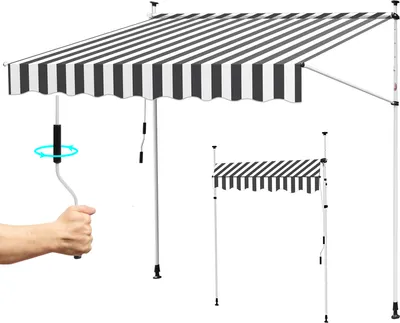 Produktbild von Aopunly Klemmmarkise Markise Balkon UV-beständig wasserdicht Weiß Grau 350cm