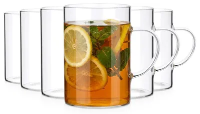 Produktbild von Vilde | Trinkgläser 6er Set 290 ml - Borosilikatglas - mit Henkel - Spülmaschinenfest