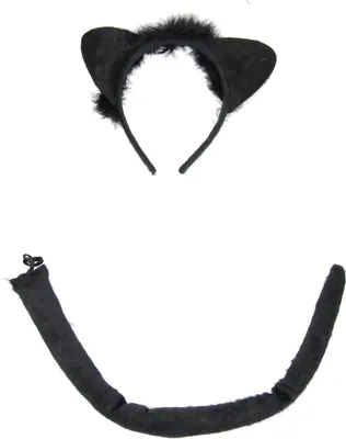 Produktbild von Katzen Kostüm Set schwarz silber Katzenkostüm