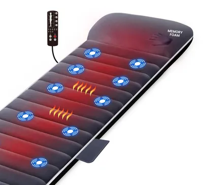 Produktbild von Snailax Memory-Foam Massagematte mit Wärmefunktion, Vibration, 6 Therapieheizkissen,Ganzkörpermassagegerät zur Schmerzlinderung von Nacken, Rücken