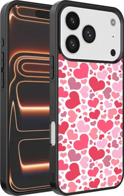 Productafbeelding van Geschikt voor:iPhone 17 Pro Max telefoonhoesje met hartjesprint - Hartjesdesign TPUAchterkant hoesje - Kinderhoesje met hartjesdesign - Smartphonica