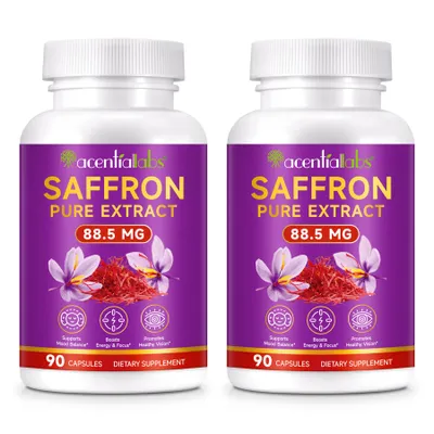 Immagine prodotto di Estratto puro di zafferano Safran, 88,5 mg, con vitamina B2, ad alto dosaggio,  in laboratorio, vegano, 2 flaconi da 90 capsule