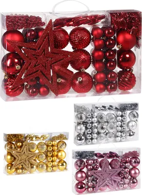 Image de Lot de 66 boules de Noël or Décorations pour sapin en plastique robuste Décoration de Noël intérieur extérieur