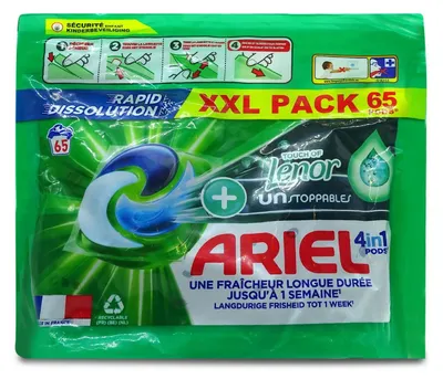 Produktbild von Ariel 4in1 Waschmittel-Pods +Touch By Lenor Unstoppables - 65 Wäschen