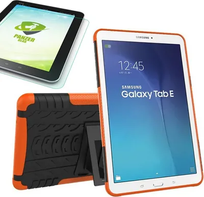 Image de Étui hybride d'extérieur orange pour Samsung Galaxy Tab E 9.6 T560 + verre trempé de 0,4 mm