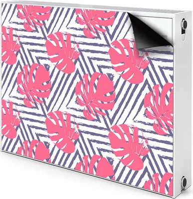 Produktbild von Magnet Heizkörperabdeckung Heizkörperverkleidung Verkleidung Abdeckung 80x60 cm  - Rosa, Blätter