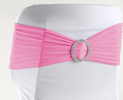 Produktbild von Stuhlschleifen Stretch, Rosa - elastische Schleifenbänder mit Schnalle