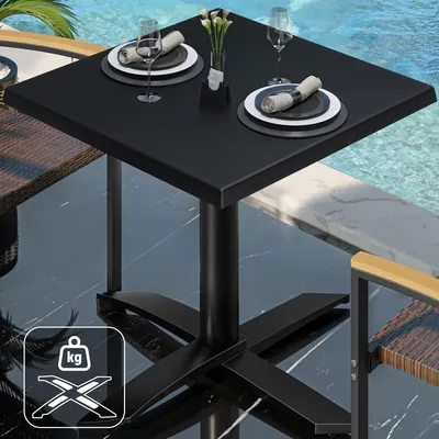 Produktbild von WTG | Bistro Außen Tisch | B: T: H: 70 x 70 x 75,5 cm | Schwarz / Schwarz | Quadratisch | Zusatzgewicht | Bistro Tisch Gastro Tisch