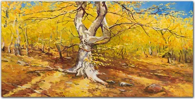 Produktbild von Coloray Bild aus Leinwand 100x50 Leinwand Dekoration - Blätter Wald Herbst