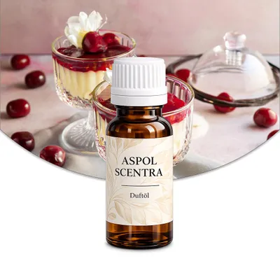 Produktbild von Aspol Scentra Vanille-Kirsch-Genuss UFIGREEN Duftöl für Kerzen 10 ml, KI-generiertes Bild