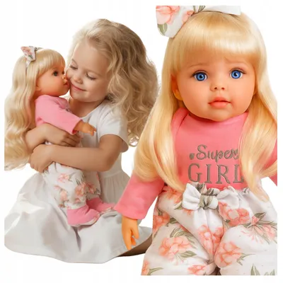 Zdjęcie produktu dla Interaktywna lalka siedząca, 56 cm - mówi i śpiewa w dwóch językach, Happy Kiddo