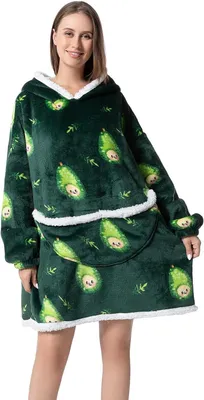 Productafbeelding van Verwarmende Oversized Deken Hoodie voor Volwassenen - Fluffy Sherpa Fleece met Capuchon en Grote Zak