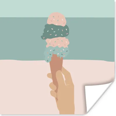 Produktbild von MuchoWow® Poster Sommer - Eiscreme - Blau 100x100 cm - Babyzimmer
