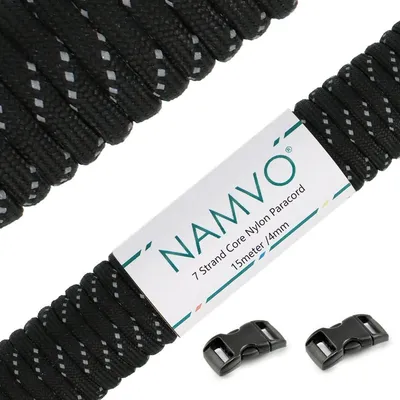 Imagen del producto de Cuerda paracord 550 Sterk - 7 hebras - 15 metros de largo - 4 mm de diámetro - Resistente a los rayos UV - Ideal para actividades al aire libre y supervivencia - Cuerda de supervivencia