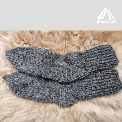 Produktbild von Wollsocken handgestrickt – Stricksocken, 41-46EU Grau 02