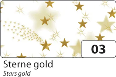Produktbild von folia 88103 Transparentpapier 115 g/m², 50,5x70cm, 5 Rollen, Sterne, gold
