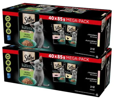 Produktbild von Sheba Kitten Selection of Flavors 80x85g Alleinfuttermittel für Kätzchen mit Lachs und Huhn in Sauce