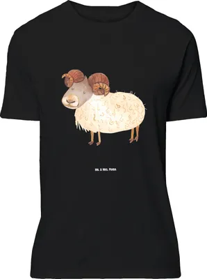 Produktbild von Mr. & Mrs. Panda Größe M T-Shirt Sternzeichen Widder - Schwarz - Geschenk, Schafbock, Geburtstag März, Tshirt, Bock, April, mit Spruch, Herren, Shirt