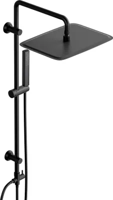 Produktbild von JOHO Regendusche Duschsystem ohne Armatur, Edelstahl Duschset mit 92cm Duschstange, XXL Überkopfbrause Rechteckig 35 * 25cm Schwarz