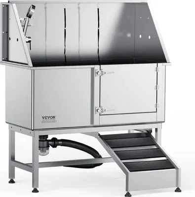 Immagine prodotto di VEVOR Vasca professionale per la toelettatura del cane 1270 mm in acciaio inox vasca per il bagno del cane stazione di lavaggio del cane 150 kg doccia per la toelettatura del cane lavatrice vasca per la toelettatura del cane con porta destra vasca per il lavaggio della doccia del cane
