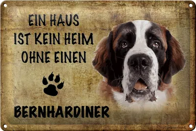 Produktbild von Blechschild Bernhardiner 30x20cm Haus ist kein Heim ohne
