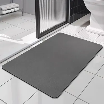 Image de Tapis de bain, antidérapant, ultra-absorbant, séchage rapide, absorbant, tapis de douche pour la douche, la baignoire et la salle de bains (gris foncé, 43 x 80 cm)