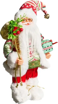 Obrázok produktu pre BELIANI Dekoratívna postava Santa Claus červená zelená látka syntetický materiál Mikuláš vianočná ozdoba