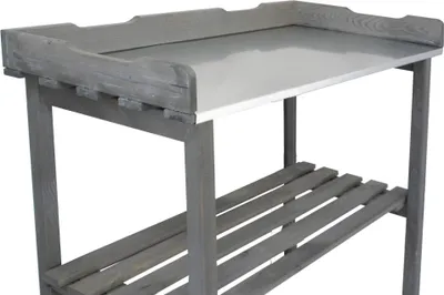 Produktbild von Kynast Kynast Holztisch zum Eintopfen mit verzinkter Arbeitsplatte - mit Ablage - Anthrazit - 78x38x86 cm
