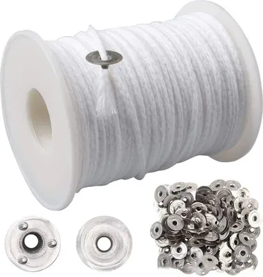 Image de Bougie Fil de mèche blanc 61 m 12,5 mm diamètre 2,6 mm base coton alliage d'aluminium Rouleau pour le bricolage