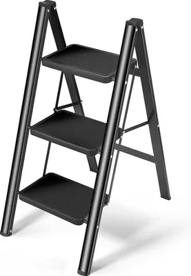 Productafbeelding van Famanu opklapbare trap met 3 treden en een breed, antislip pedaal - Zwart