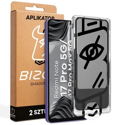 Produktbild von Gehärtetes Glas mit Privatschutzfilter und Applikationsrahmen für Xiaomi Redmi Note 17 Pro 5G / Pro Max 5G, Bizon Glass Aplikator Shadow, 2 Sets
