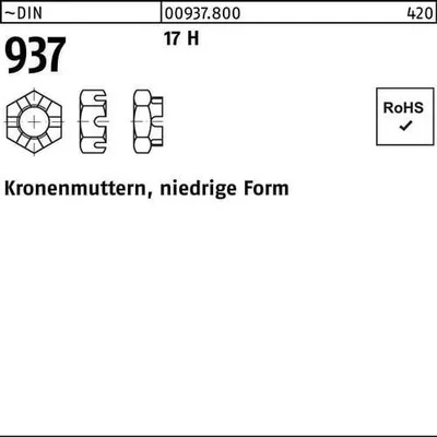 Produktbild von Reyher  937 Kronenmuttern M 12 (100 Stück)