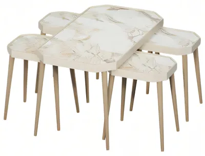 Immagine prodotto di Tavolino in legno beige con tavolini in stile elegante