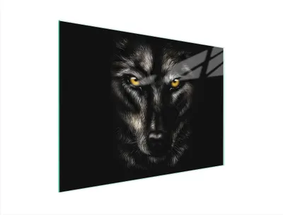 Produktbild von Hygienisches Glas-Schneidebrett mit Wolfsmotiv, kratz- und schnittfest, 40 x 30 cm