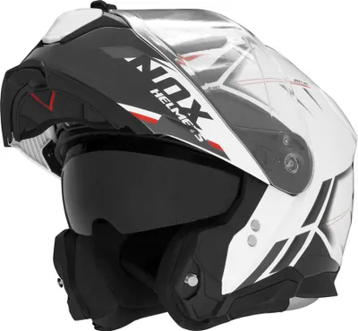 Zdjęcie produktu dla Kask motocyklowy Nox N967 Synchro flip-up biało-czerwony, rozmiar S bezpieczeństwo