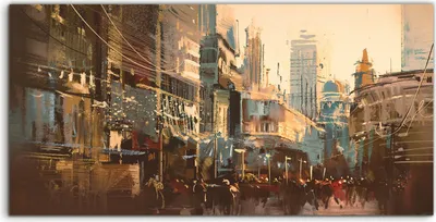 Produktbild von Coloray Acrylbild 140x70  Wandbild Acrylbilder Gemälde im Vintage Stil Stadt Straße