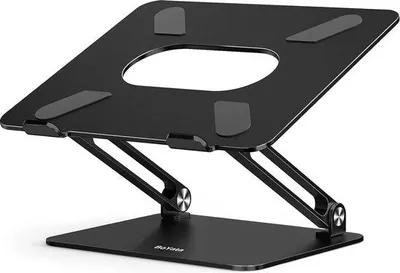 Image de Support pour ordinateur portable Unyqoos® – support réglable en aluminium avec ventilation, design en forme de "Z", antidérapant, pour ordinateurs portables de 10 à 17 pouces, couleur gris
